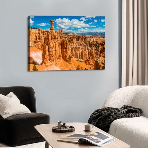 Image of Bryce Canyon National Park Canvas Wall Art Utah Beautiful Orange Mountain Photograph Picture Home Decor for Living Room Bedroom Office Wall Decoration Modern Artwork Framed Ready to Hang 24x36 inch