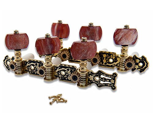 Classical Guitar tuning keys pegs, brown color, old-plated Budagov MHC-12