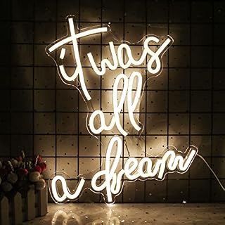 It was All A Dream Neon Sign Light Dream Neon Lights Wall Dercor for Wedding Party Letters LED Signs Club Office Hotel Pub Cafe Wedding Birthday Party 16.5x13.4"(Warm White)