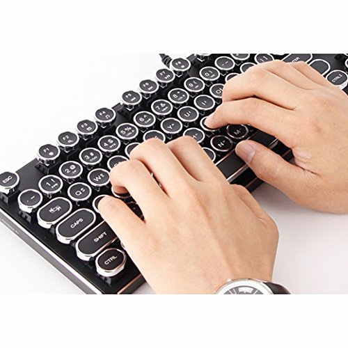 (ABKO) K830 Aluminum Retro Circle Keycap White LED Ten-keyless Mechanical Keyboard Gaming Keyboard English Korean Layout 104 Keys