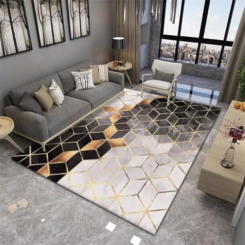 Tapis de salon moquette extérieur damier 200x200cm moderne noir géométrique
