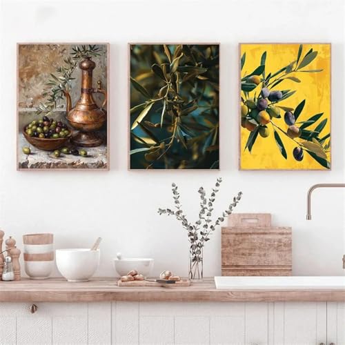 Peinture canvas olivier minimaliste scandinave pour une ambiance de maison de vacances poetique