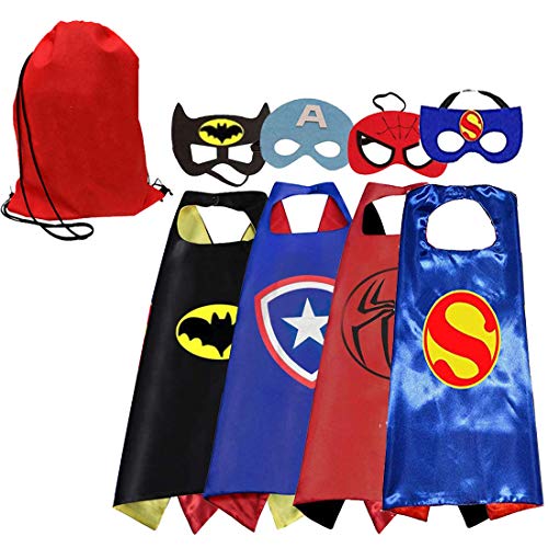 Tangtanggo Kids Costumes 4pcs Superhero Capes with Masks and Bags for Boys Dress