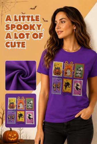 QLIPIN Halloween Shirts for Women Cute Ghost Shirt Plant Lover Graphic Tee Spooky Season Fall T Shirt Short Sleeve Tops — view 6