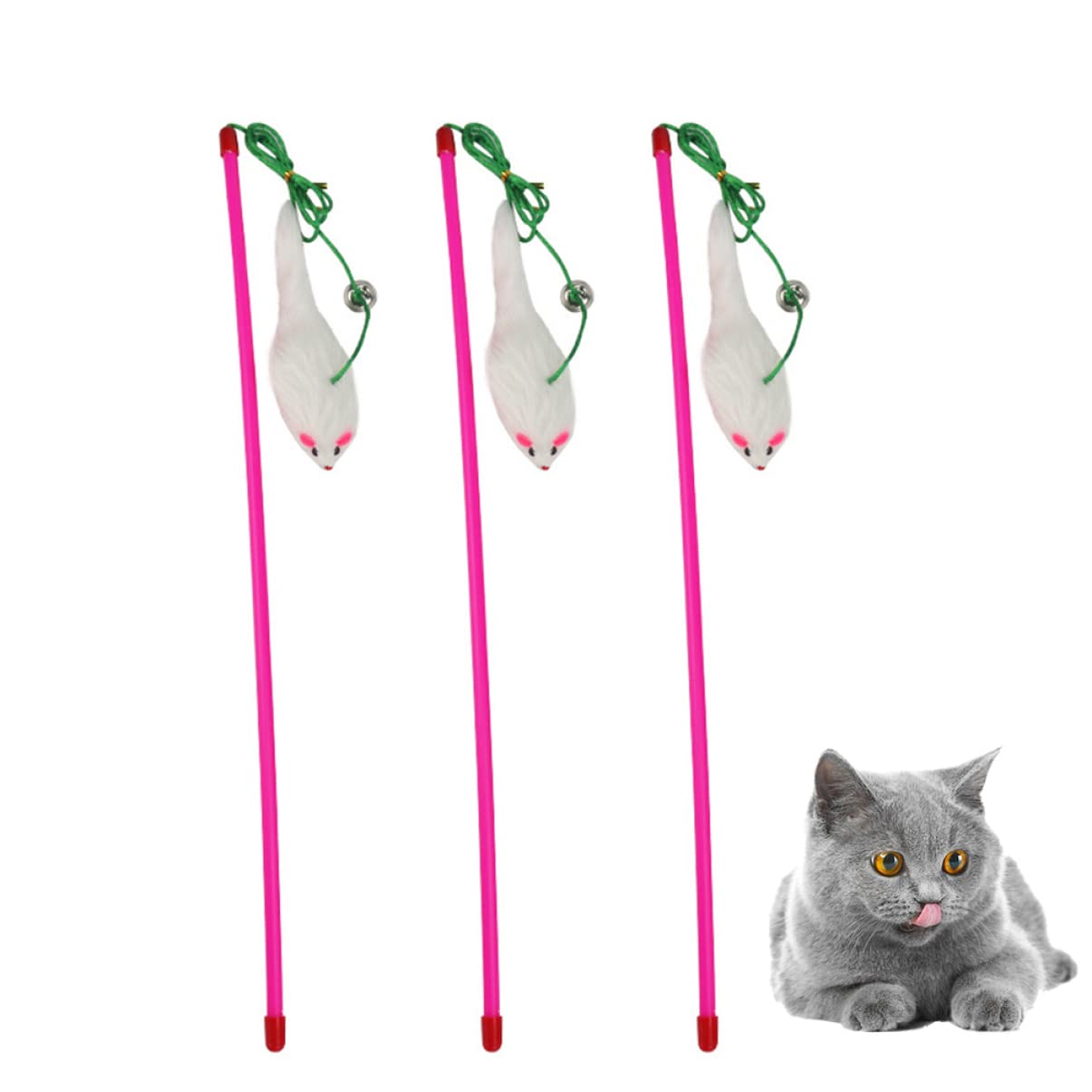 FRCOLOR 15stücke Teiliges Katzen-spielzeugset Mit Plüsch- -stäben Interaktives Katzenspielzeug Zufälligen Farben Für Aktives Training Und Spielvergnügen