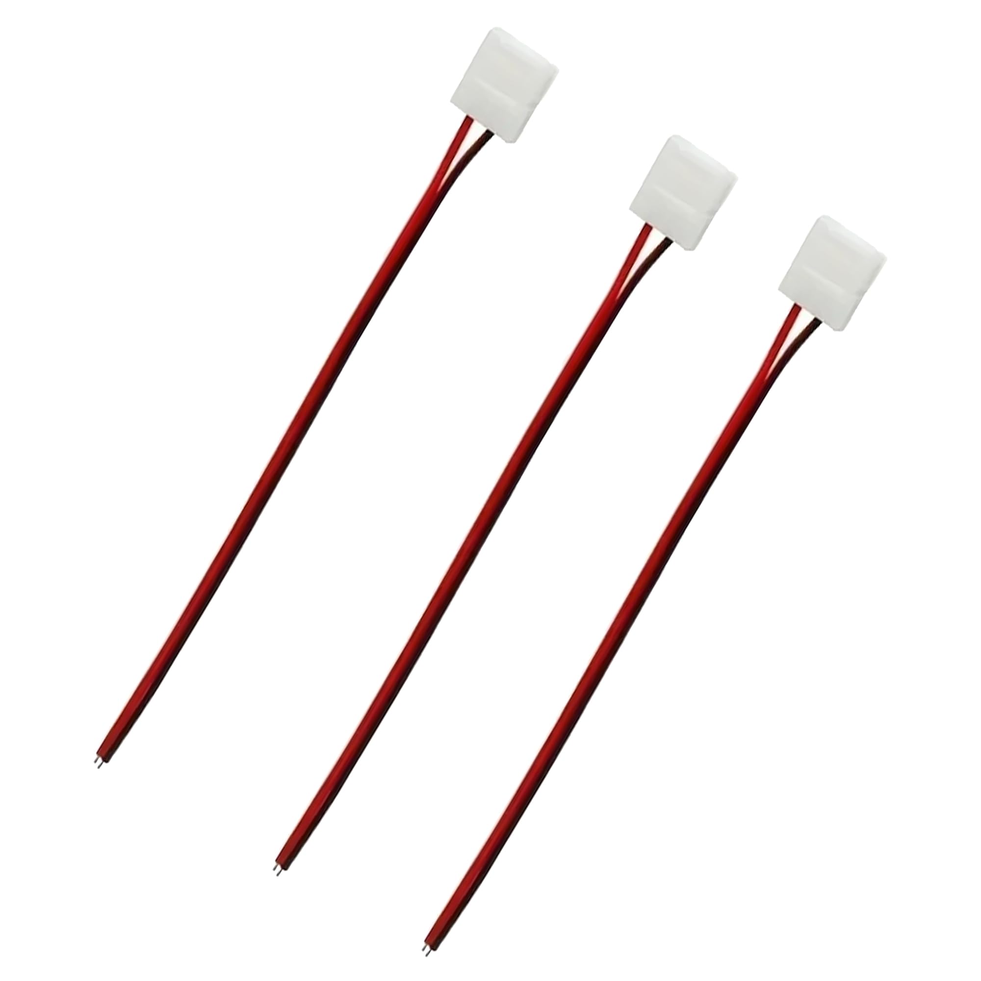 LEDSone 8mm 2 Pin LED Strip Light Connector with Pigtail (3pcs), 3528 Flexible LED Connector Solderless Clamp On Pigtail Adapter for 8mm Wide SMD 3528 2835 Single Color Flexible LED Tape