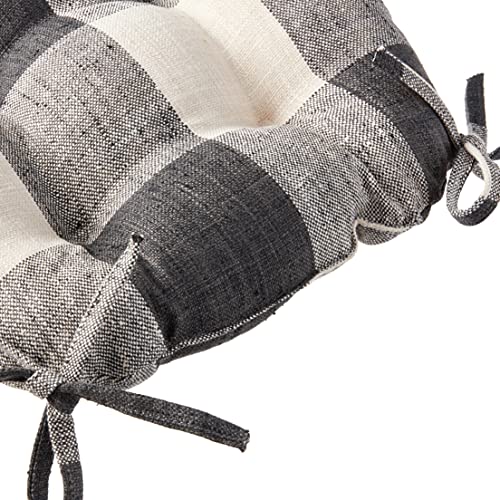 Pillow Perfect Indoor Check Please Thunder Chair Pads, 15.5-Inch Length X 16-Inch Width X 4-Inch Depth, Black 2 Count #TOP2