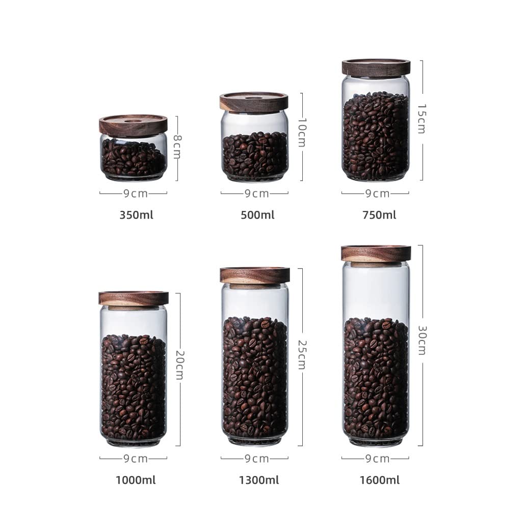 RJJ Barattolo for tappeto for tappeto in vetro da casa in legno di acacia con cereali di coperchio barattolo (Size : 1300ml*4)