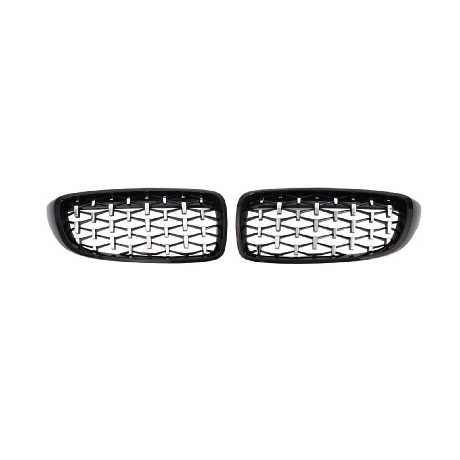 Front Hood Kidney Grille Bumper Diamond Shape Grill Compatible With BM-W 4 Series F32 F33 F36 F80 F82 2013-2017 Car Replacement Part (Color : Black silver)