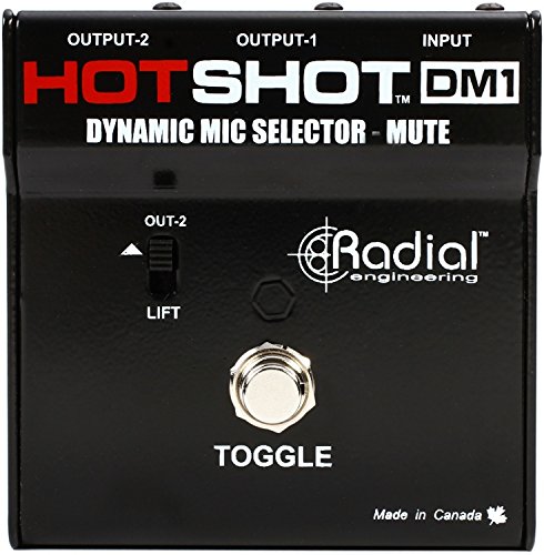 Generic HotShot DM1 Black Compact Mic Switcher 2-Pack Radial Hotshot DM1 Dynamic Microphone Output Selector/Mute Switch Value Bundle
