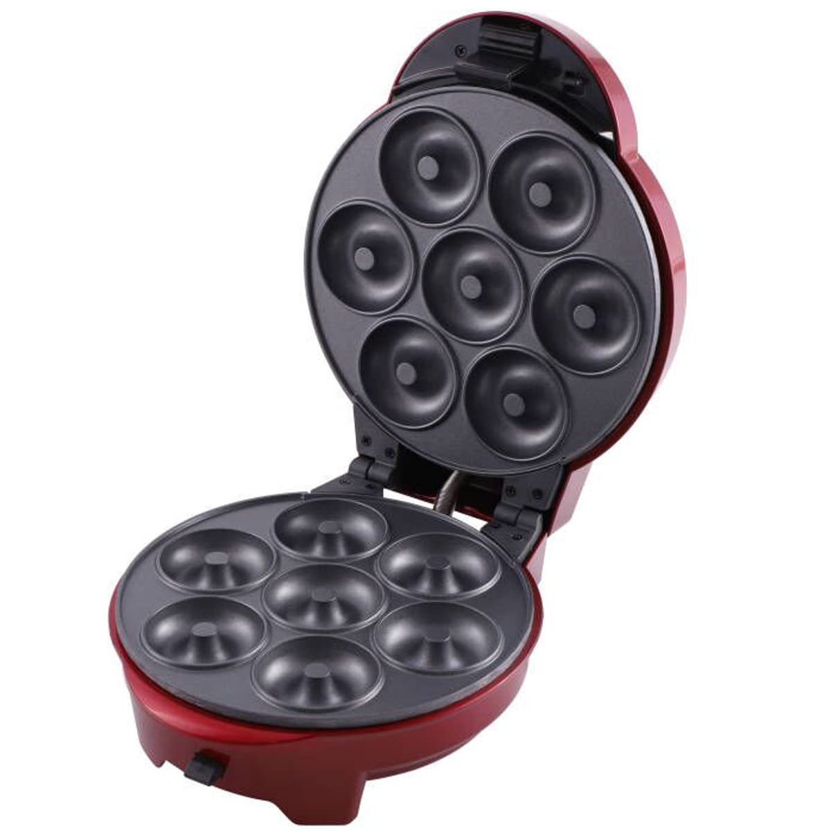 Epiq 3-in-1 Cake Maker Donut-, Muffin-,Cup- und Popcake-Maker 3 auswechselbare Backplatten, Rot Metallic,700 Watt,antihaftbeschichtet, 80000732