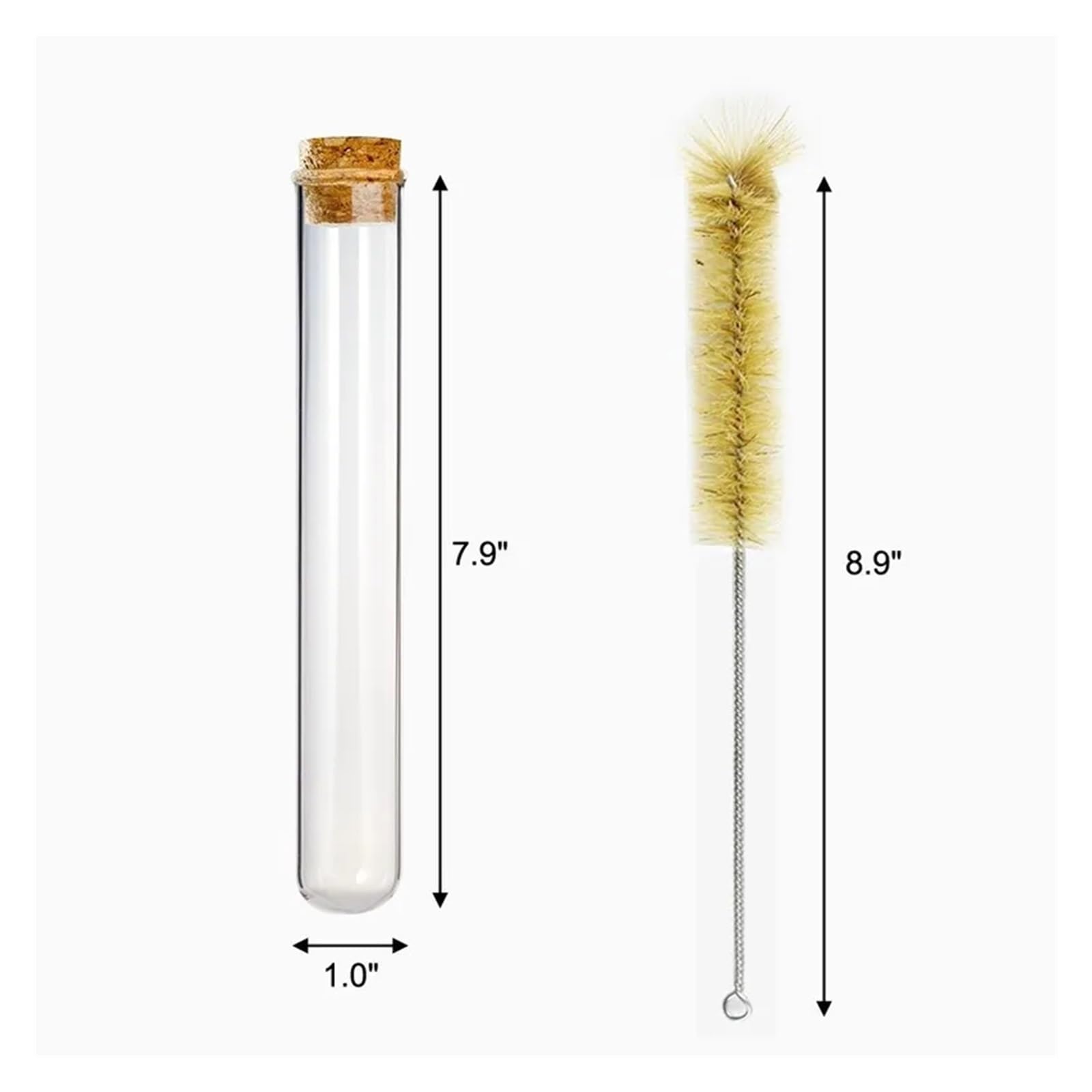Tubos De Ensayo 15 unids/pack 80 ml 25 × 200 mm tubos de ensayo de vidrio con tapón de corcho y 1 cepillo
