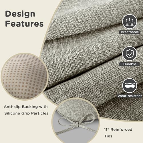 Image of AddGrace Chair Cushions for Dining Chairs Set of 1 Kitchen Seat Cushions with Ties and Non Slip Backing Tufted Indoor Seat Pad for Kitchen Dining Room 18 inch x 17 inch x 3 inch Heather Grey