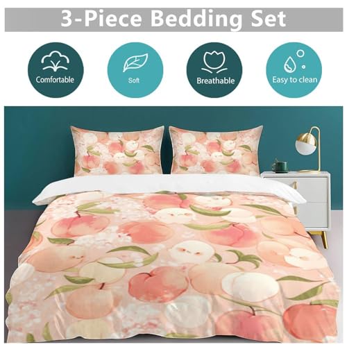 Juego de ropa de cama con diseño de frutas microfibra suave rosa 7