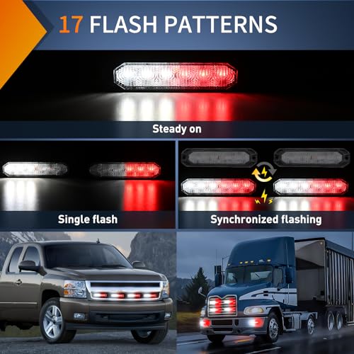Image of Nilight 6 LED Emergency Strobe Lights 4PCS Red and White