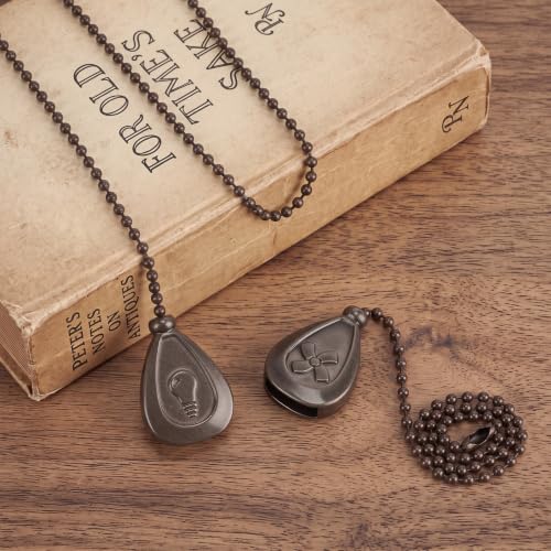 Image of Patelai 4 Pieces Ceiling Fan Pull Chain Extender Ornament 12 Inch Ceiling Pull Chain Extension Classic Drop Shaped Pendant Beaded Ball Cord for Fan Light lamp Decorative with Connector(Orb Color)
