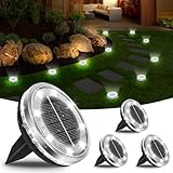 Bowfar 4 pezzi Luci Solari per Esterni, 12 LED Lampade Solare da Terra Bianco Freddo Luci da Giardino, Faretti Sepolta Solari Impermeabili IP65 per Prato, Marciapiede, Patio, Vialetto