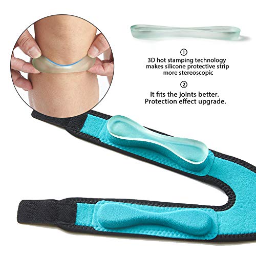 Patella Knee Strap, Rebomer Adjustable Knee Brace (3D Silicone Insert) For Men & Women, Knee Joint Pain Prevention & Relief & Patella Stabilizer Support For Running, Riding, Football, Hiking. #TOP2