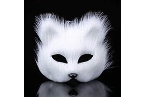 Halloween Arctic Fox Half Face Veil Eye Mask