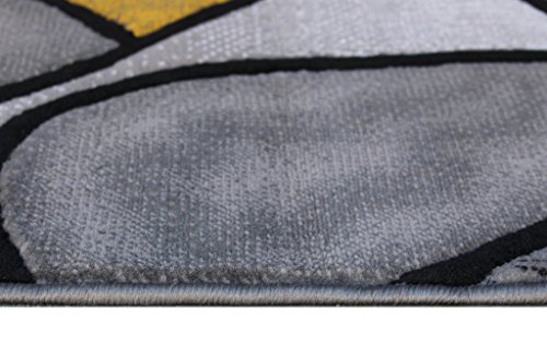 Masada Rugs, Modern Contemporary Area Rug, Yellow Grey Black (8 Feet X 10 Feet) #TOP5