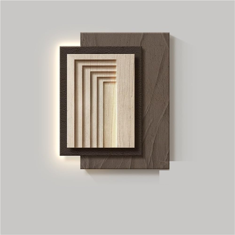MESCXTY Sandstone Decor Wall Art Painting, Led Decor, Creative Landscape Sculptures with LED, Entrance Foyer Decorative Painting,(D,19.7 * 23.6'')
