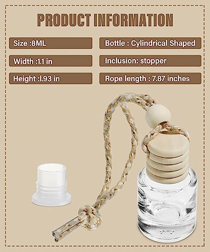 ESEWALAS 5PCs Hanging Car Air Freshener, Empty Glass Perfume Bottlespendant Bottle, Air Freshener Pendant