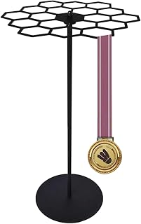 Pantalla de colgador de medallas: estante de medalla de montaje en la pared, soporte de cinta colgante ajustable | Organizador de medallas deportivas con ganchos para correr triatlón de carrera de mar