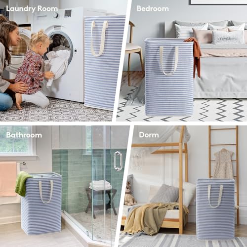 Lifewit 1 Pack Laundry Basket 80L Each, Collapsible Clothes Hamper with Reinforced Handles, Freestanding Waterproof Design for Bedroom and Laundry Room, Blue 80L Total by Lifewit - Image 6