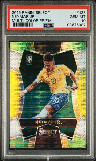 Neymar Jr 2016 Panini Select Multi Color Prism Soccer Card #133 Graded PSA 10