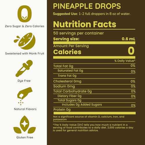 Image of Allways Drops Pineapple Water Enhancer | Sugar Free | 50 Servings