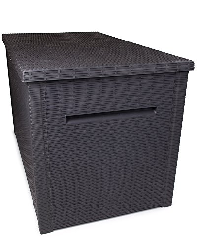 Ondis24 Rumba Kissenbox XXL Auflagenbox anthrazit 870 Liter Rattan Optik mit Gasdruckfedern ca. 146 x 82 x 86 (H) cm – Bild 8