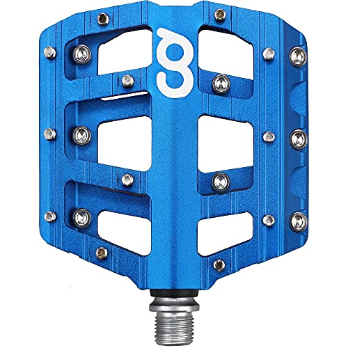 Cyclingdeal Flat Mountain Bmx/Mtb Aluminum Bike Sealed Bearing Pedals - Large Bicycle Platform Pedals 9/16" With Anti-Skid Nail Blue #TOP21