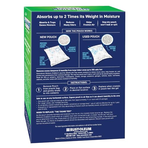 Concrobium Moisture Grabbers Pouch, 27.6 oz, Moisture Absorber for Closets, Basements and Bathrooms, Helps Reduce Dampness and Musty Odors, Compact Moisture Control Design by Concrobium - Image 2