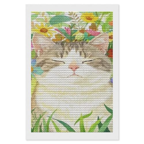 Peinture diamant chaton fleurs pour décorer votre salon cocooning