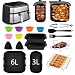 Produktbild LUOJINYI Heißluftfritteuse Zubehör für Philips Dual Basket Airfryer 3000-serie 6L/3L, 17 Stück Airfryer Zubehör Set, Silikonform Heißluftfritteuse Zubehör, Grillrost, Brotbackformen Küchenzange, usw