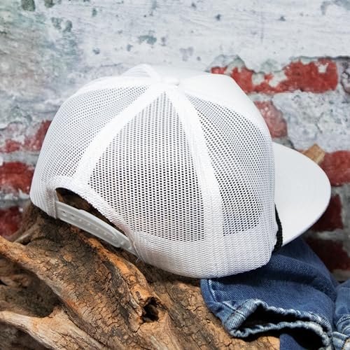 WHISKEY BENT HAT CO. Authentic 5-Panel Snapback Trucker Hat - Cowboy Killer 2.0 Cowpoke Embroidered Logo (US, Alpha, One Size, White) - Image 8