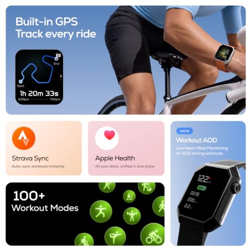 Image of Layers Anarc 2 Smartwatch | 1.85 AMOLED 60Hz Display | Built-in GPS | AI Watch Faces & Assistant | BT Calling | Auto Brightness | Heart Rate + Sleep Monitor Smartwatch, Alluminium Body (Black)