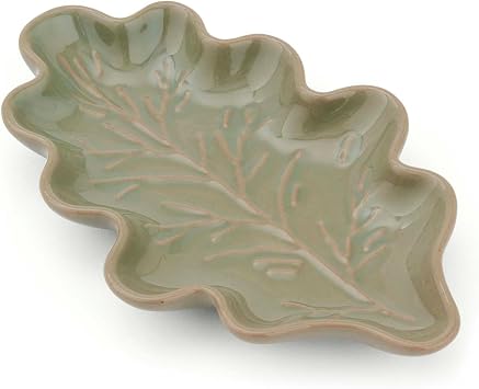 Cooksmart Forest Fable Large Leaf Spoon Rest, Stoneware Kitchen Rest | British designed, woodland embossed design, glazed finish, durable construction, dishwasher safe, microwave safe
