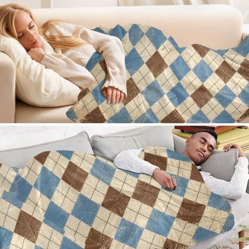 Couverture douce et confortable pour canapé grand format 140x178 cm bleu marron - 6