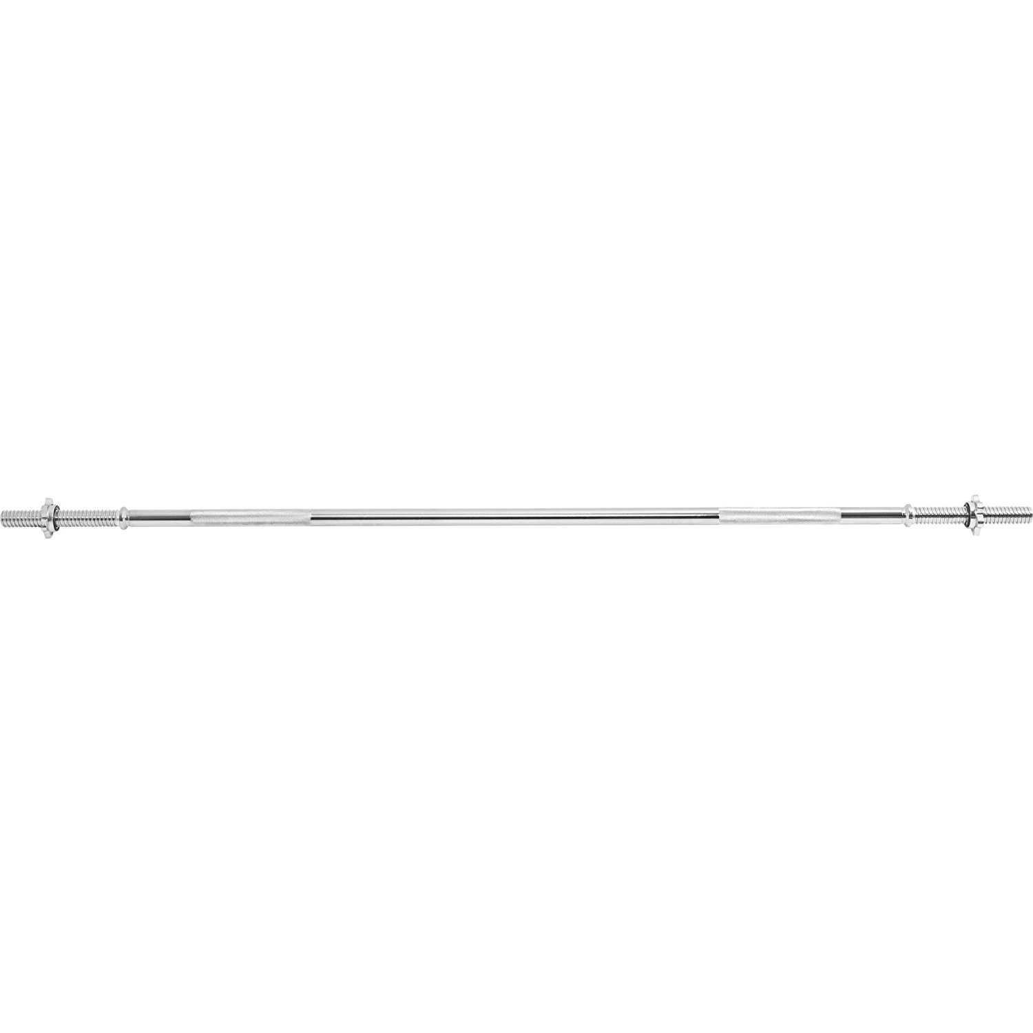 GORILLA SPORTS® Ensemble de Barres d'Halteres - Longue 170cm, SZ Curl 120cm, Fermoirs en étoile/à Ressort, 30mm, Moleté, Chromé, Argenté/Noir - Barre SZ
