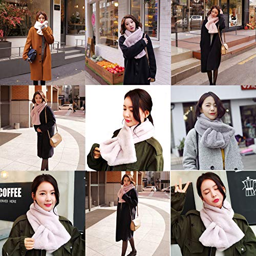 YOUR SMILE - Premium Solid Color Long Rectangle Faux Fur Warm Soft Furry Wrap Around Loophole Scarf3