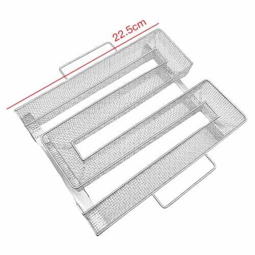 Ubric M-förmiges Räuchertablett Aus Edelstahl Mit 2 Haken Und Bürste Für Barbecue Und Smoker, Lachssteak-Wurst
