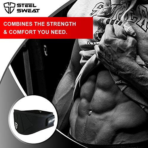 Steel Sweat Weight Lifting Belt - Nylon 6-Inch Firm & Comfortable Back Support, Best For Workouts At The Gym, Weightlifting Or Crossfit. Easily Adjustable Maxe Black Large #TOP4
