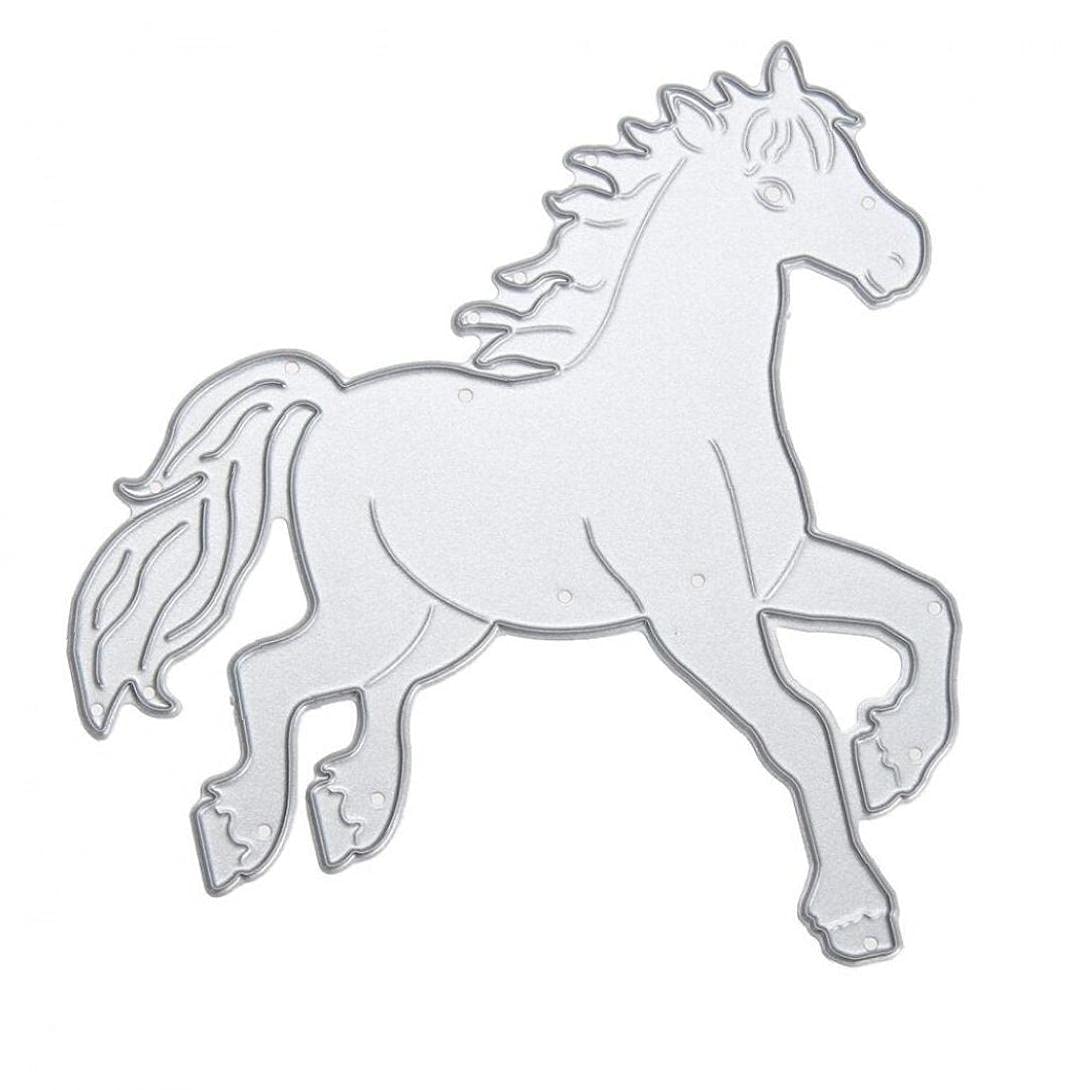 Tossper Metal Horse Cutting Animals Folder Template Crafts Diy Scrapbooking Die Cuts Stencil For Album Photo Decoration