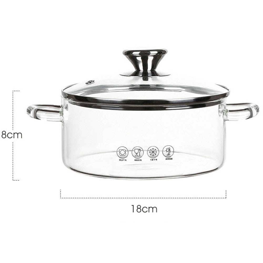 Olla de Vidrio con Tapa de Cristal, 1500ML