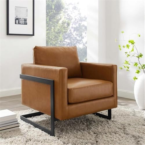 Sillón Plegable Cuero Vegano Negro Marrón miniatura 2