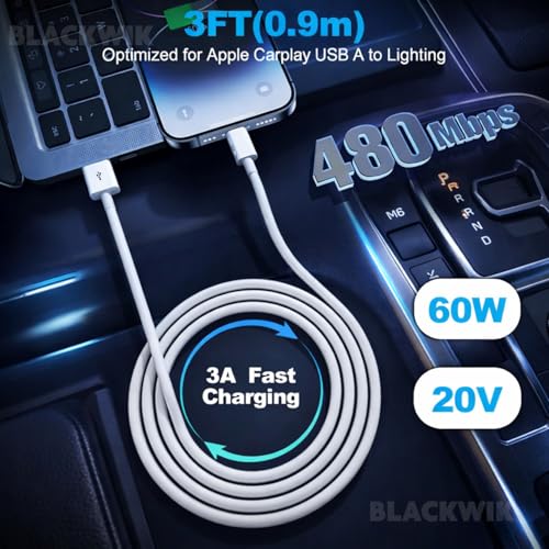 Image of Blackwik USB to Lightning Cable, Certified Fast Charging & Data Sync Charging Cable Compatible with iPhone 14, 13, 12, 11, X, XS, XR, 8 Plus & iPads