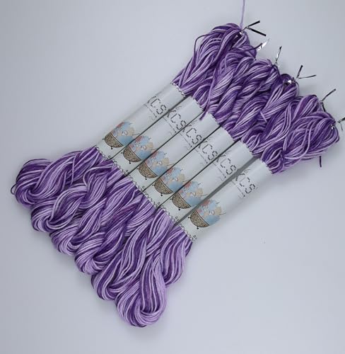 Image of KCS Big skeins of 25 Meters Size 25 Color Variegated Cross Stitch Stranded Threads,6 skeins,52