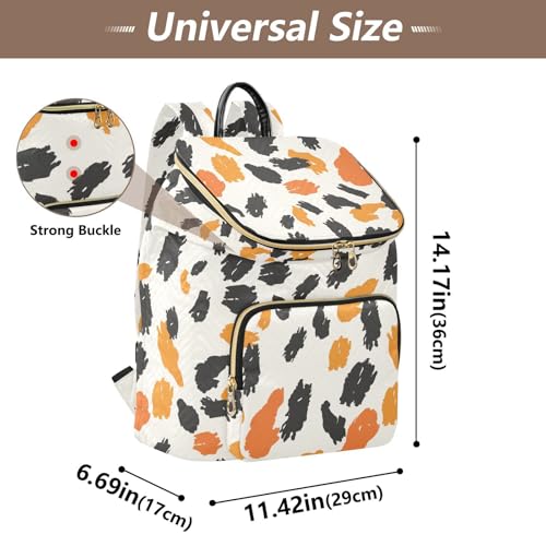 KLL Black Oringe Animal Print Women Backpack Premium Casual Daily Travel Backpack for Daily Workout Trip3