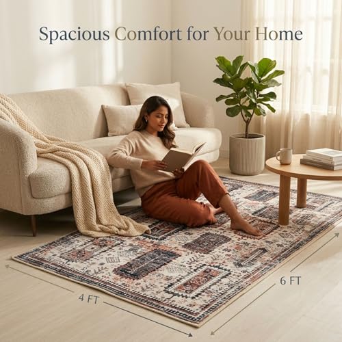 Image of Dream Weaverz Anti Slip Rectangular Carpet for Living Room & Hall | Silk | Flat Woven Soft Washable Floor Mat for Home, Bedroom Floor & Kitchen | Durable Anti Skid Rug for Daily Use (4 X 6) feet